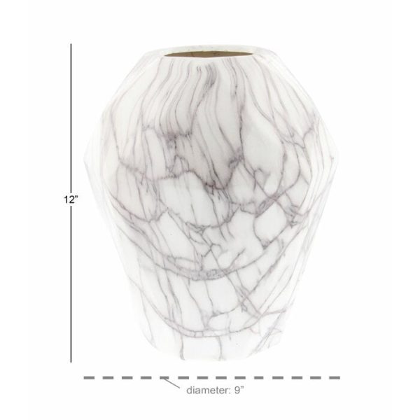 Dorfman White Gray 12  Ceramic Marble Table Vase (AP562) Discount - Image 2